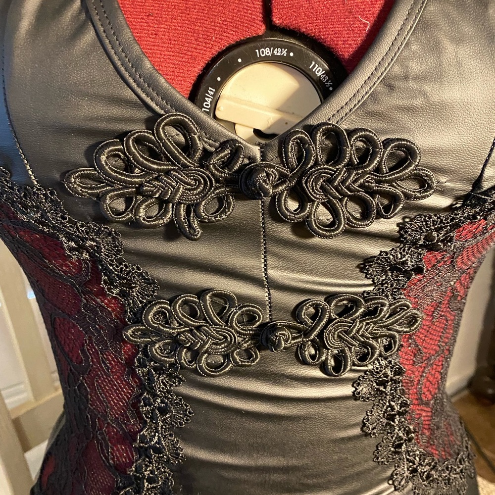 Black faux leather blouse dress - Picture 3 of 11